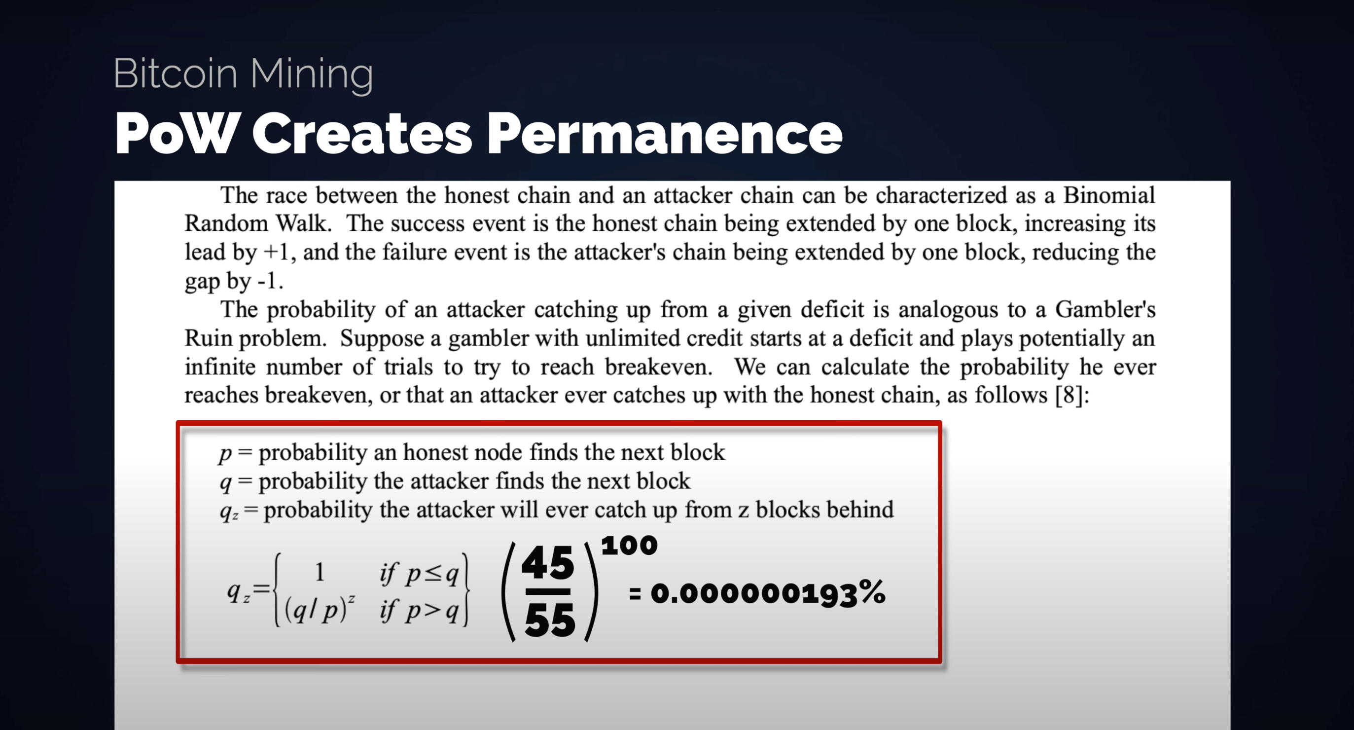 Probability of 51% attack