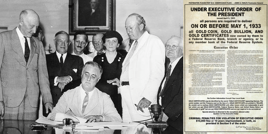 FDR signing executive order 6102 in 1933