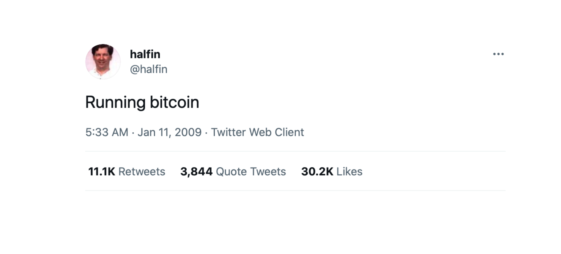 Hal Finney's Running Bitcoin tweet
