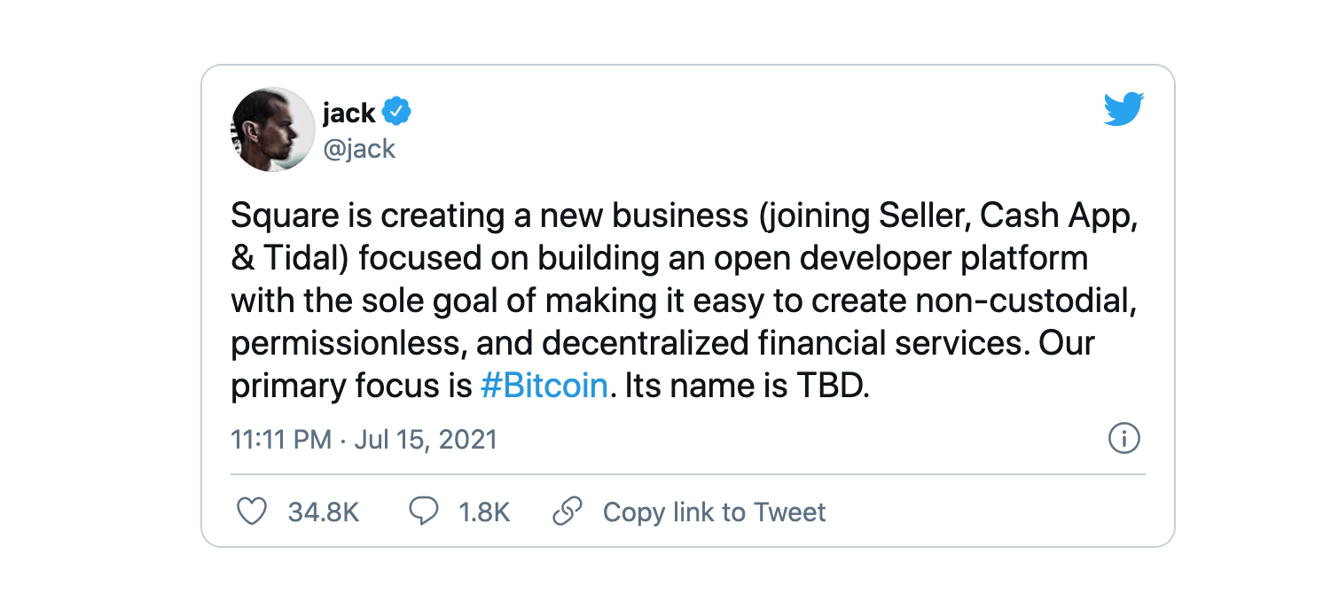 Jack Dorsey fostering Bitcoin development adoption