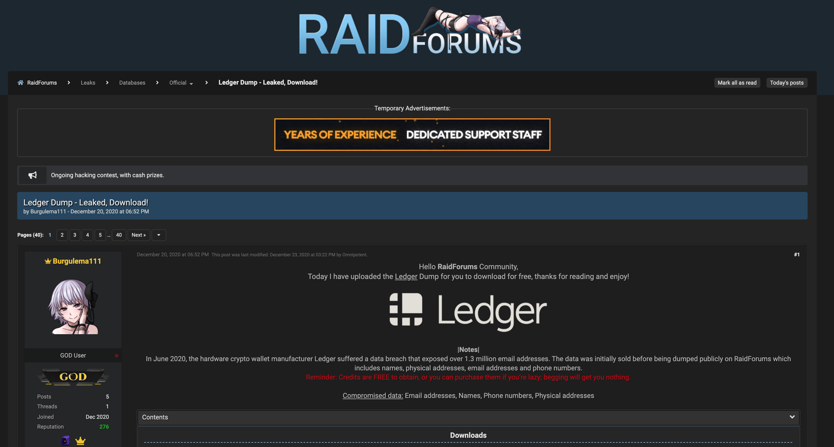 Ledger RaidForums leak
