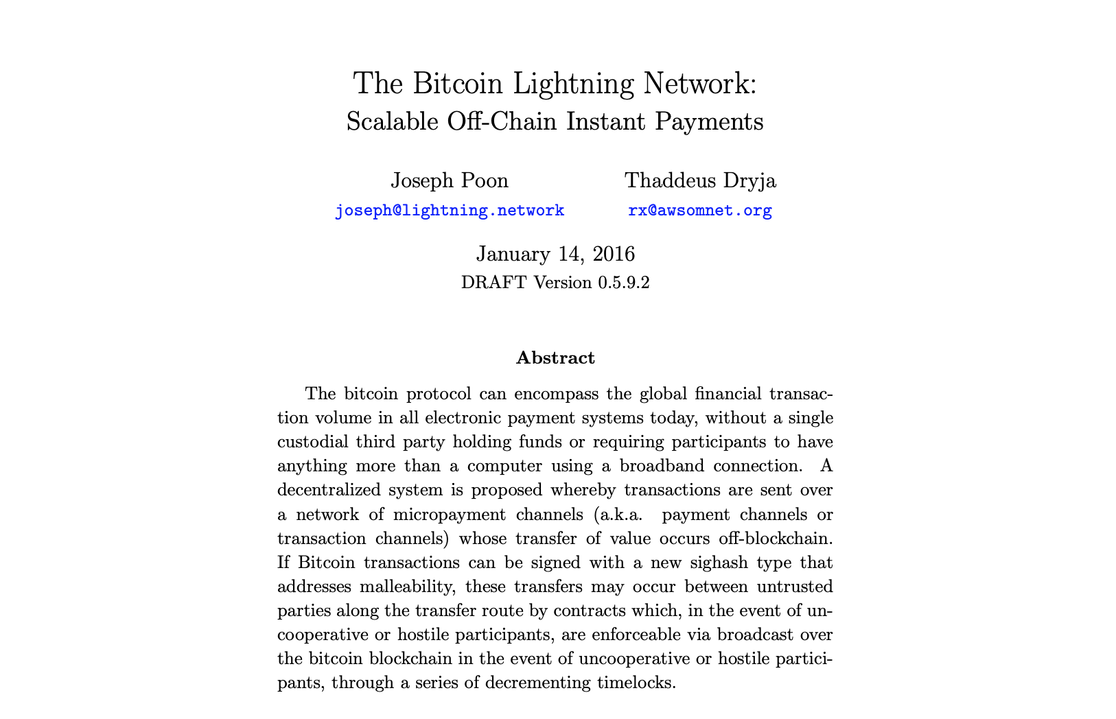 Lightning Network proposal